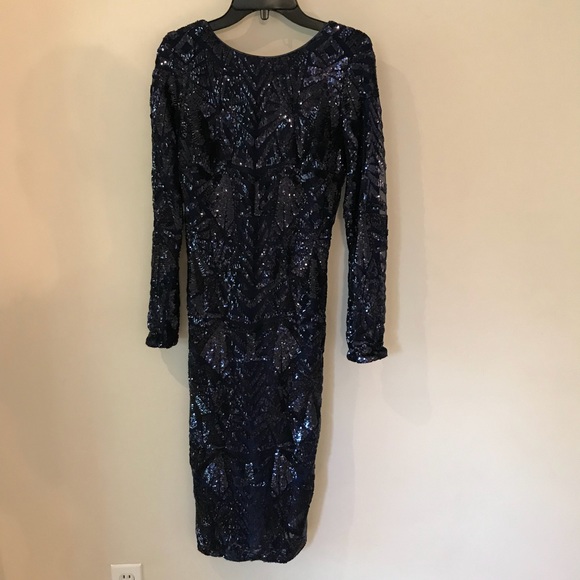 Stunning Navy Sequined Dress The Population Dress - Picture 3 of 8